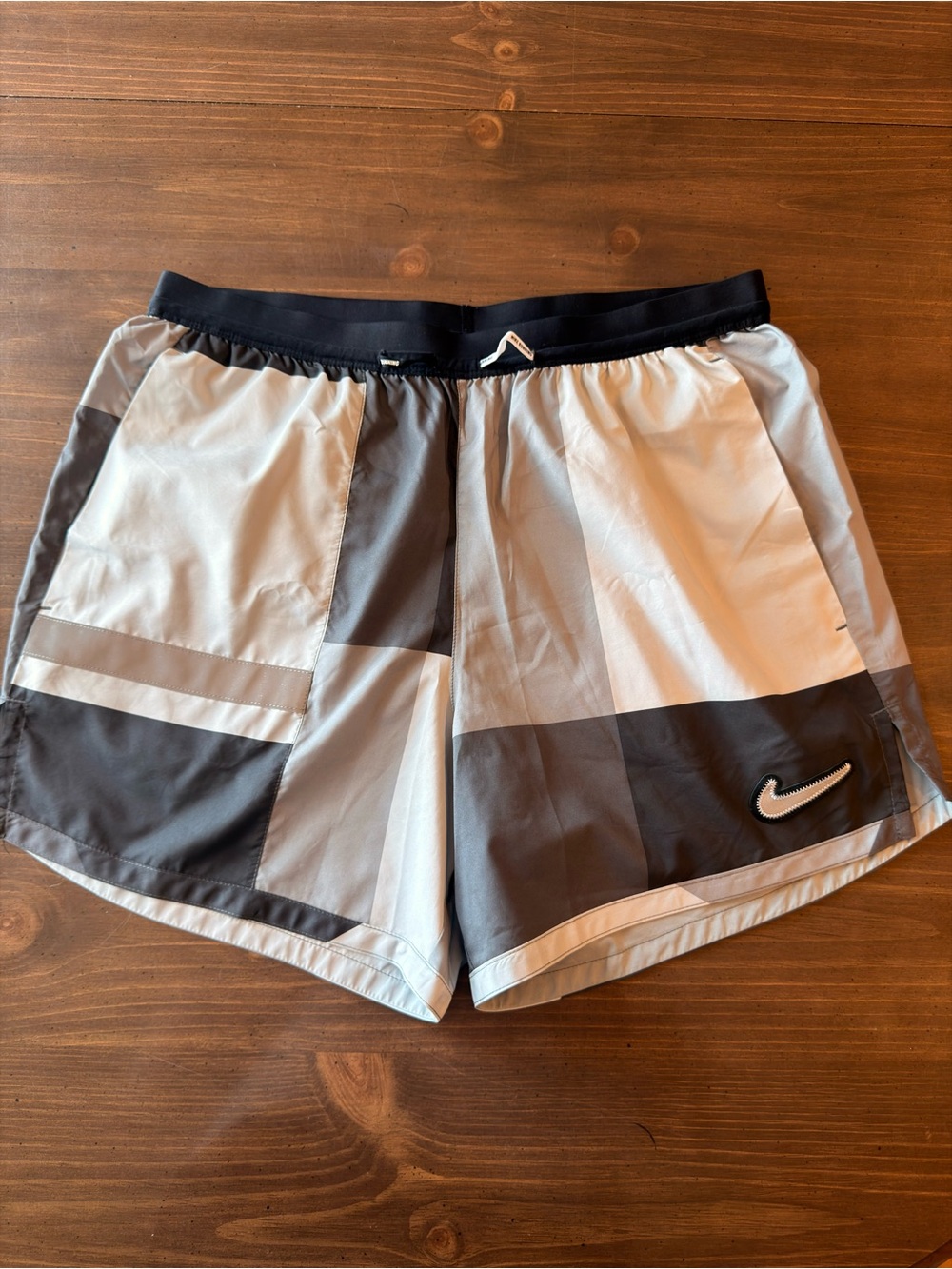 Nike Running Black White Colorblock Lined Shorts M